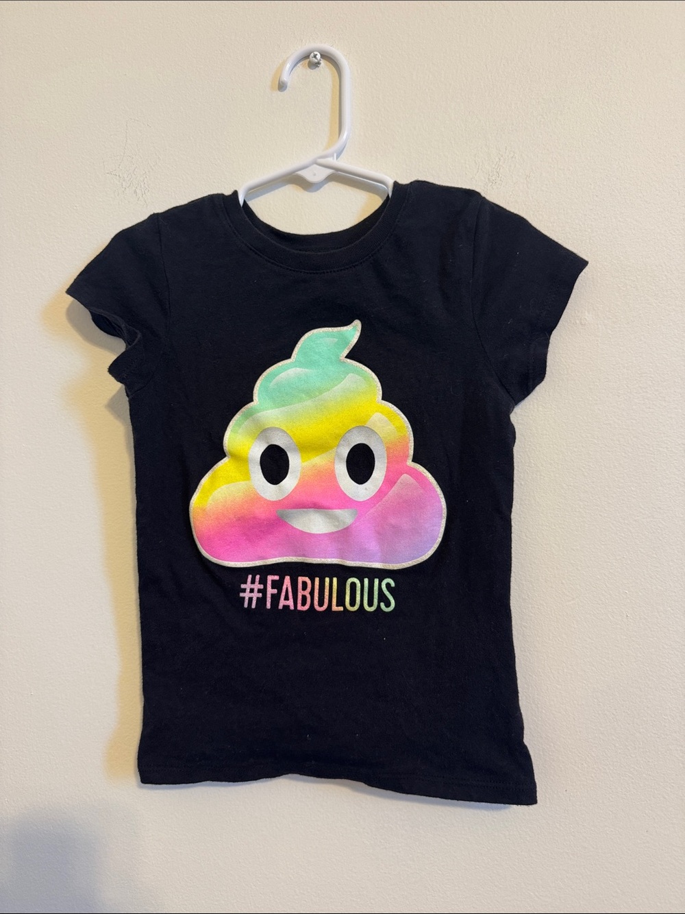 The Children's Place Black Tee with Rainbow Poop Graphic